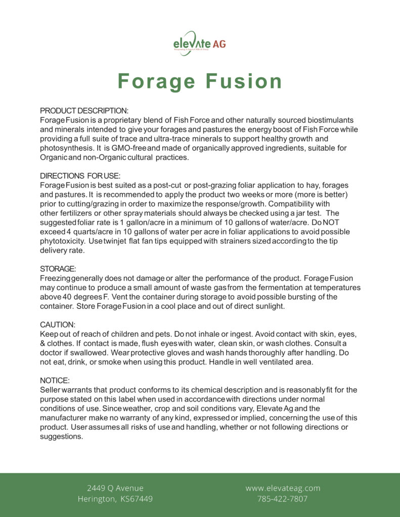forage fusion label